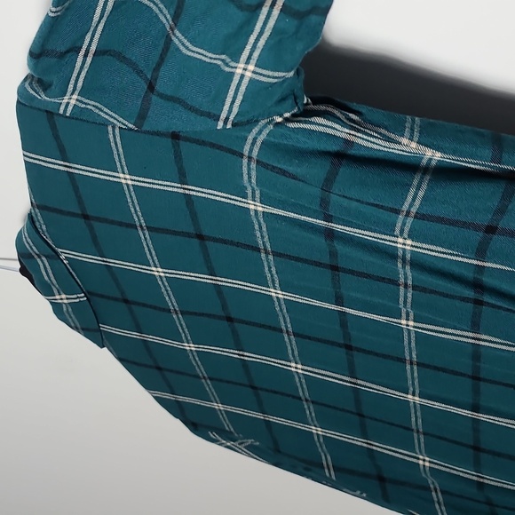 SANCTUARY Women's Plaid Teal Button Up Front Pockets Boyfriend Shirt Size Small - Picture 14 of 16